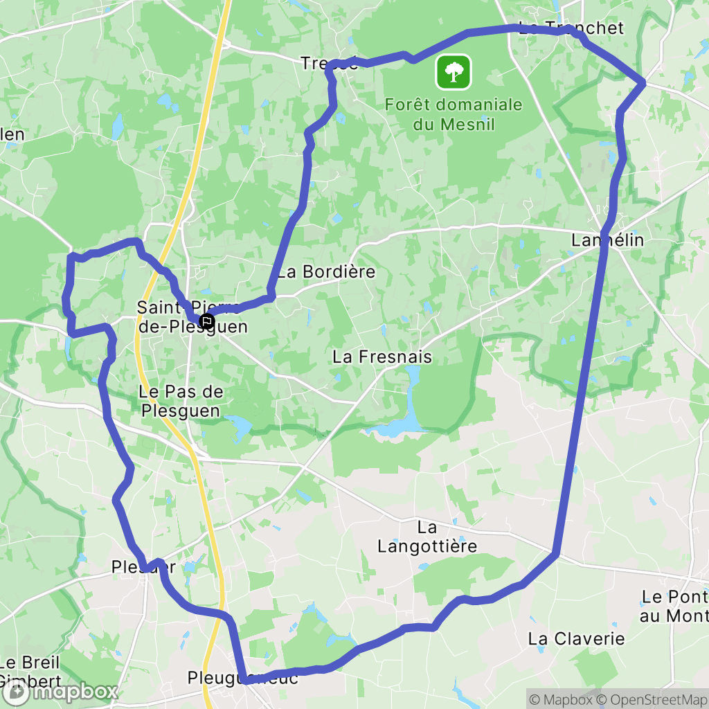 Saint-Pierre-de-Plesguen (Mesnil-Roc'h) : carte du parcours de randonnée - France