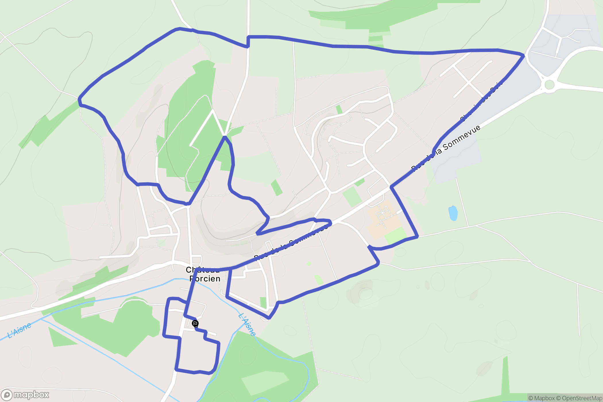 Château-Porcien : carte du parcours de randonnée - France