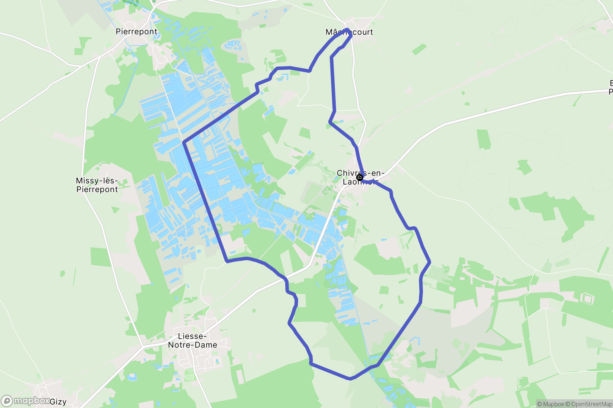 Chivres-en-Laonnois : carte du parcours de randonnée - France