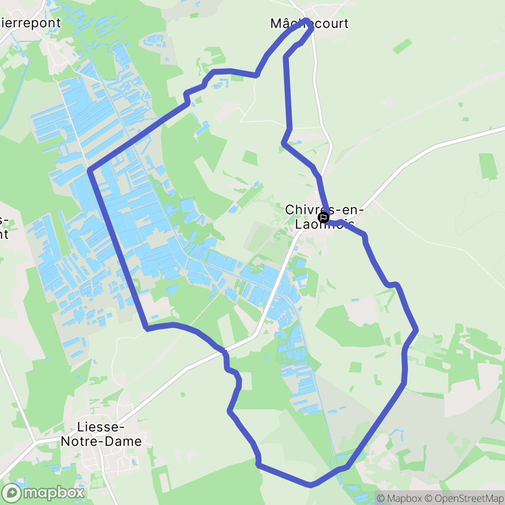 Chivres-en-Laonnois : carte du parcours de randonnée - France
