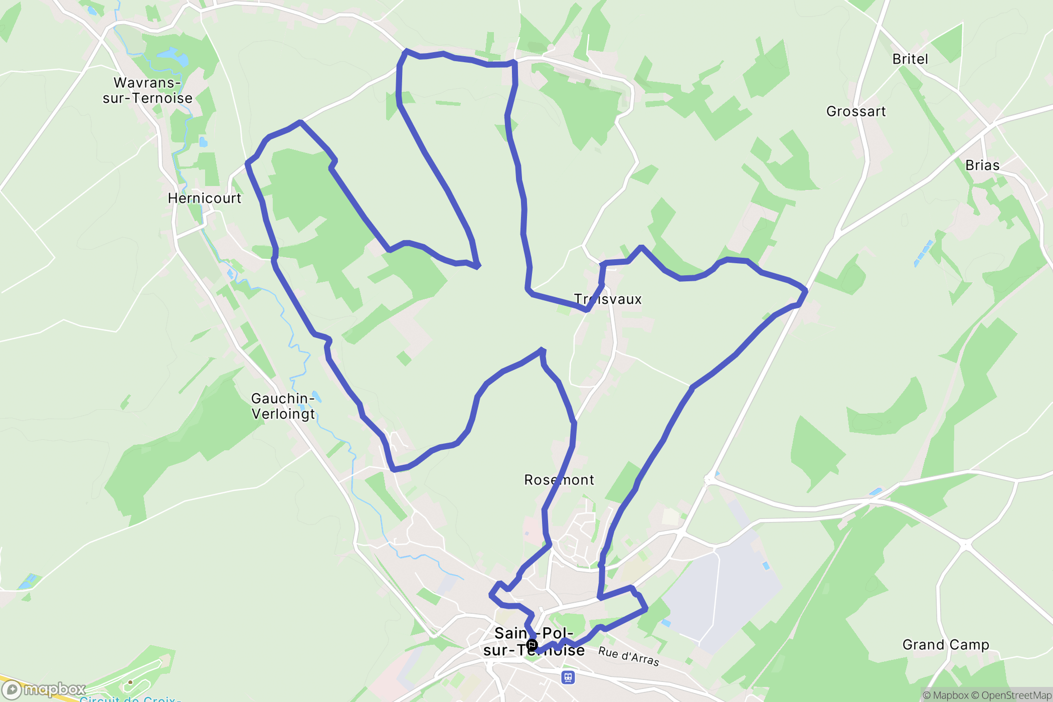 Saint-Pol-sur-Ternoise : carte du parcours de randonnée - France