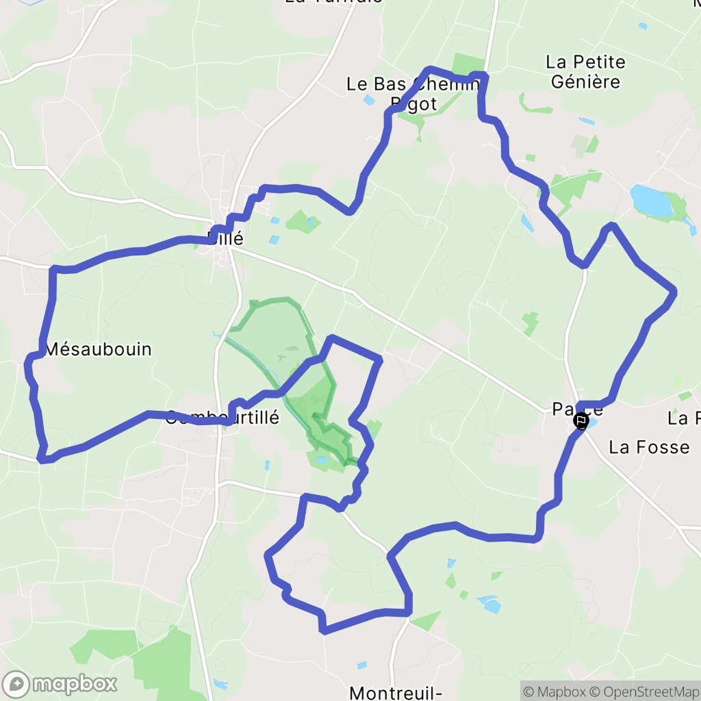 Parce : carte du parcours de randonnée - France