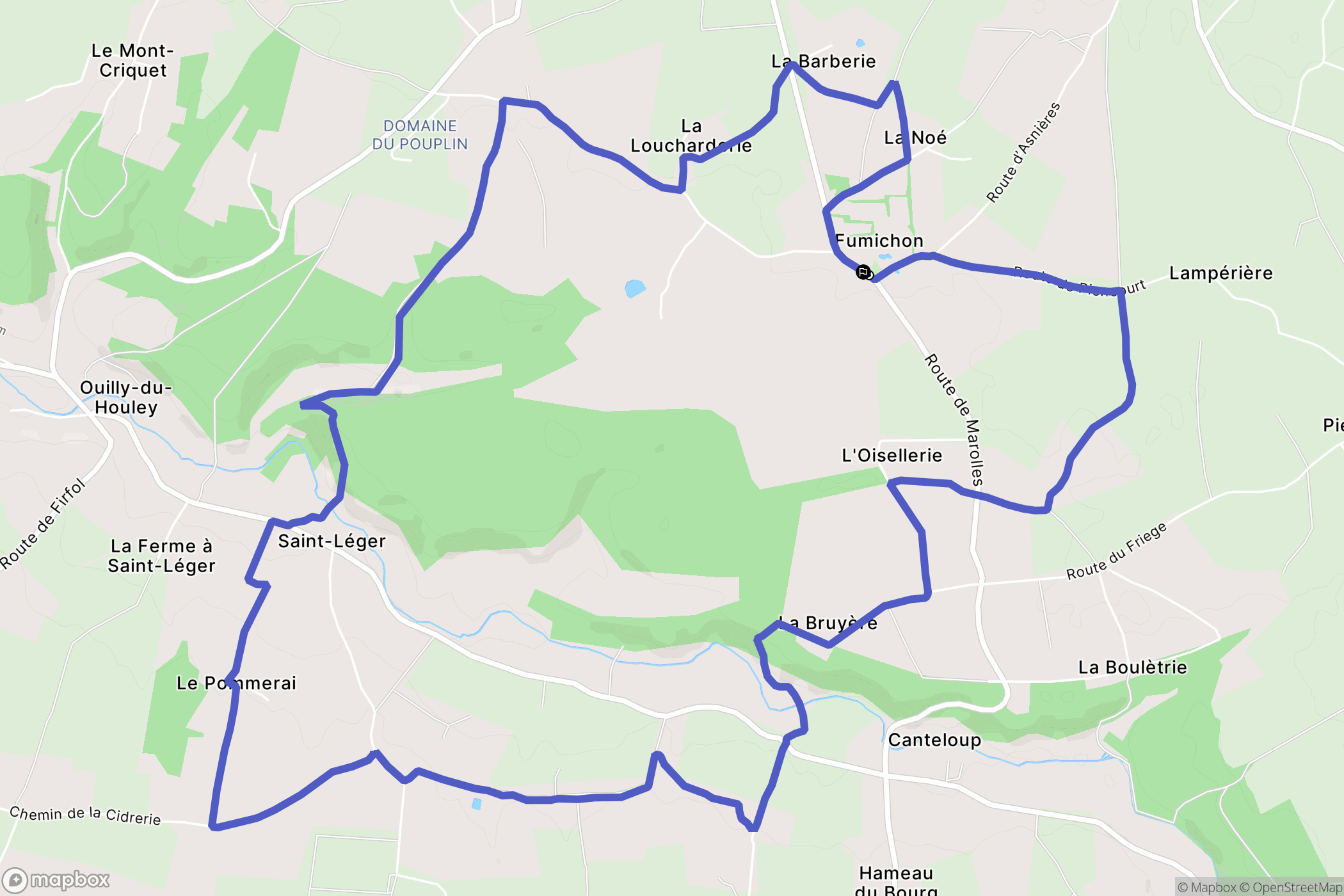 Fumichon : carte du parcours de randonnée - France