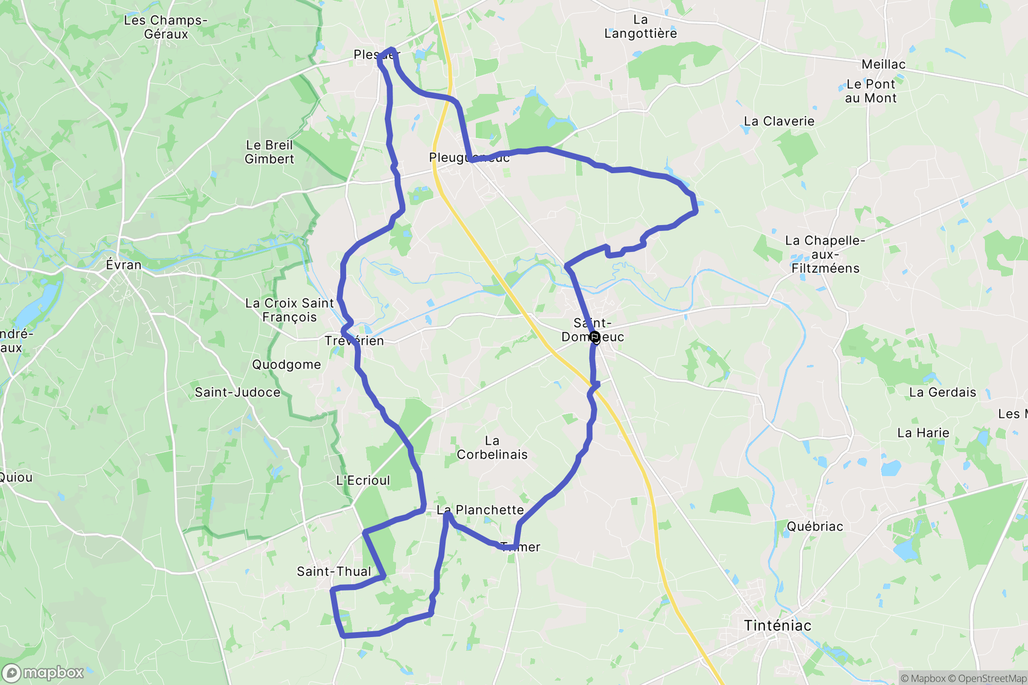 Saint-Domineuc : carte du parcours de randonnée - France