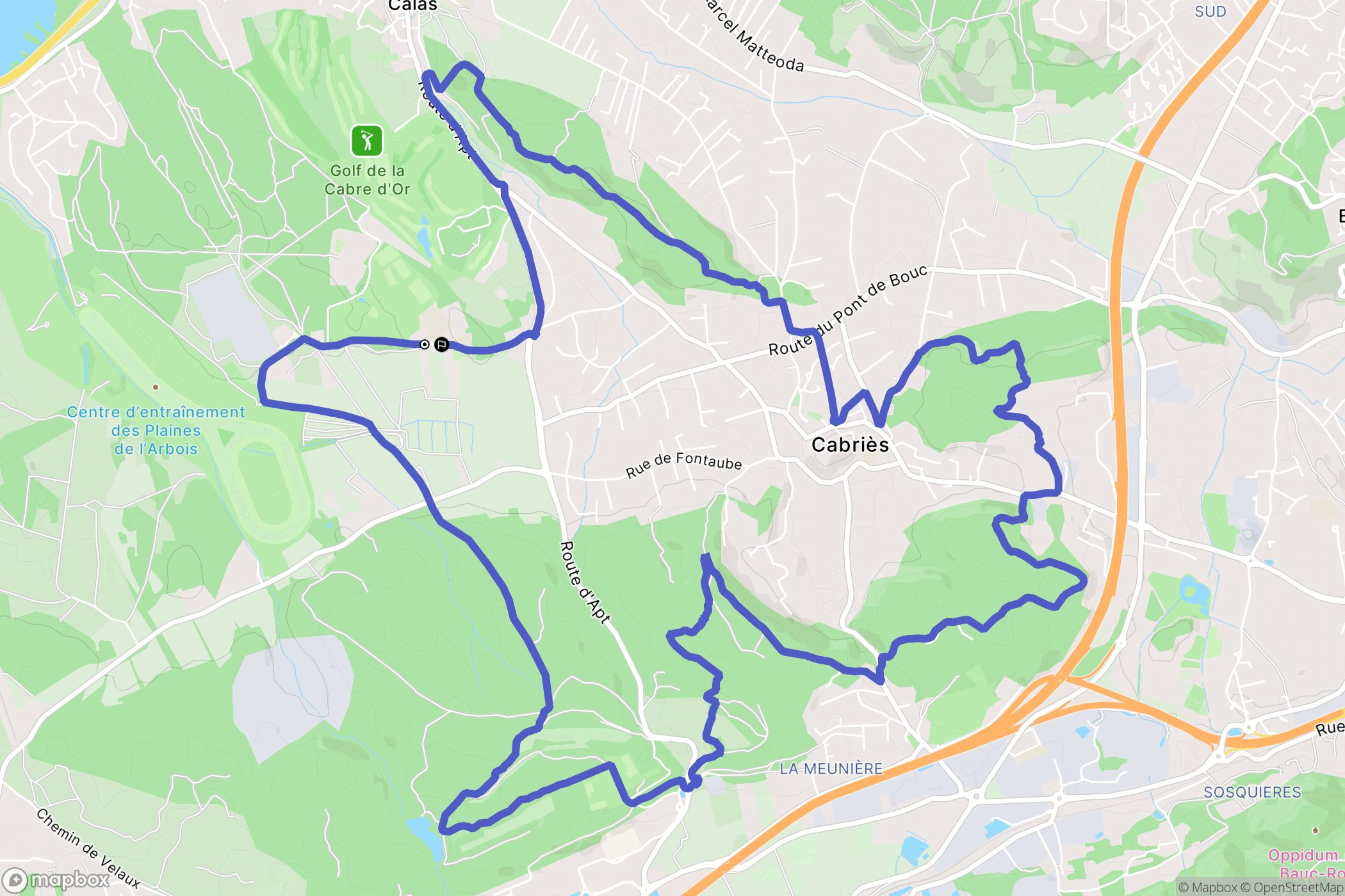 Cabriès : carte du parcours de randonnée - France