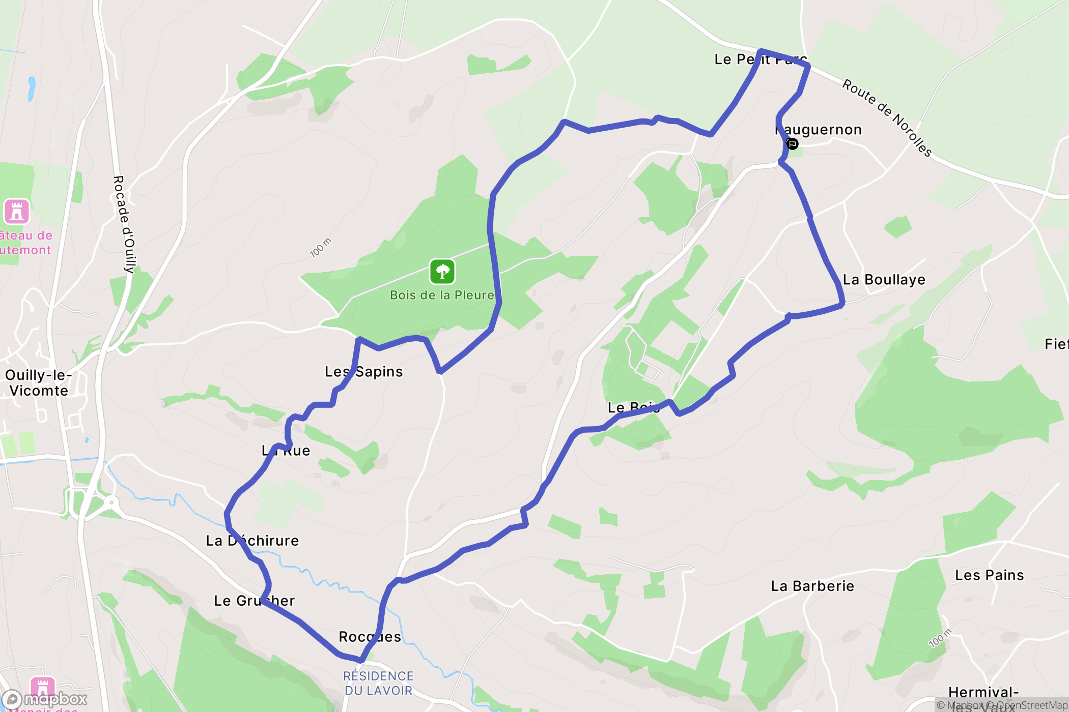 Fauguernon : carte du parcours de randonnée - France