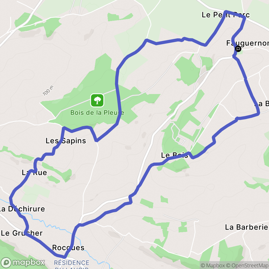 Fauguernon : carte du parcours de randonnée - France