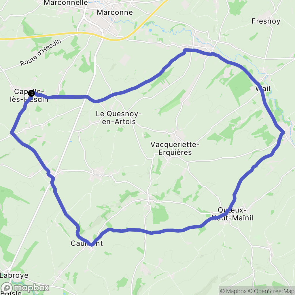 Capelle-lès-Hesdin : carte du parcours de randonnée - France