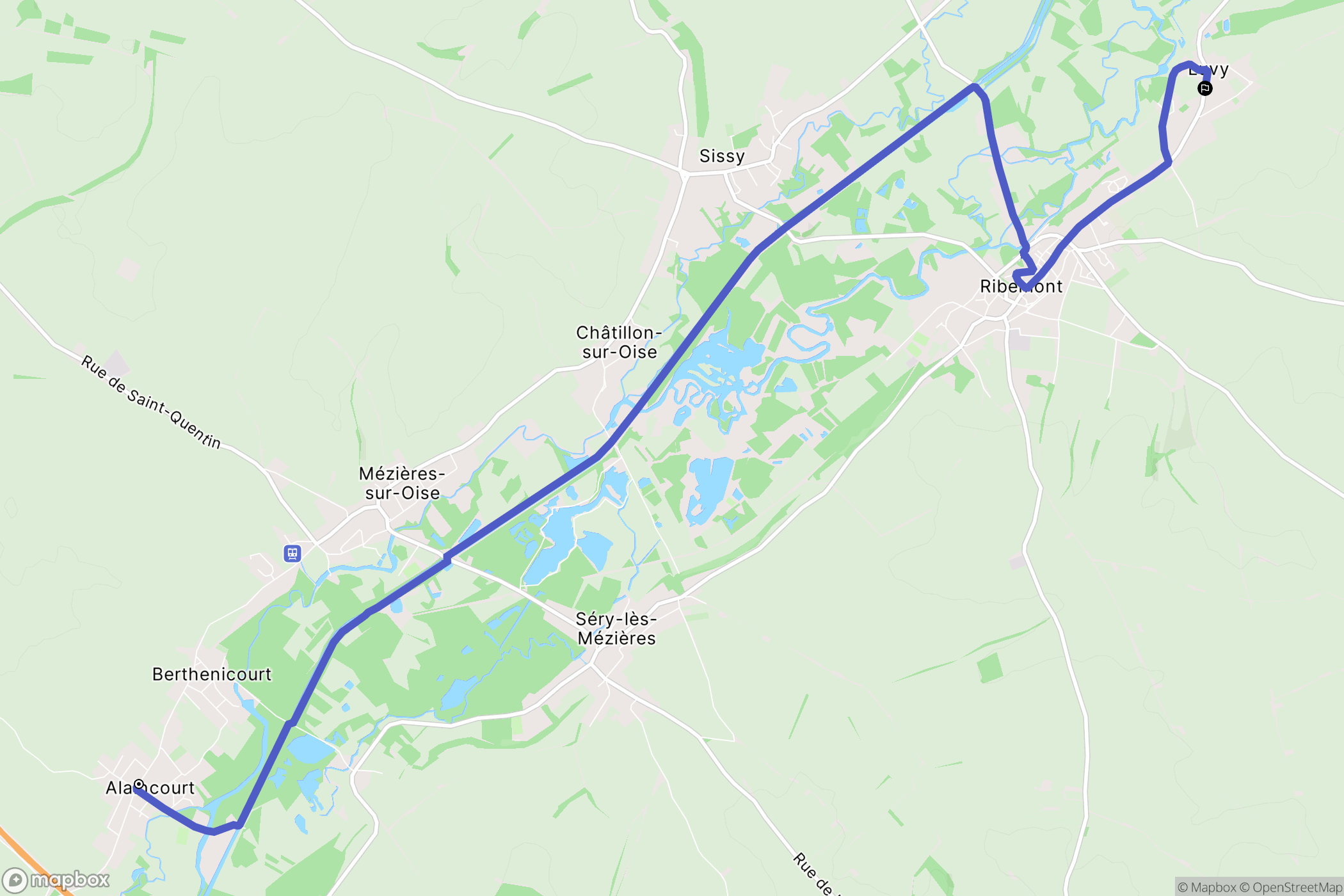 Alaincourt : carte du parcours de randonnée - France