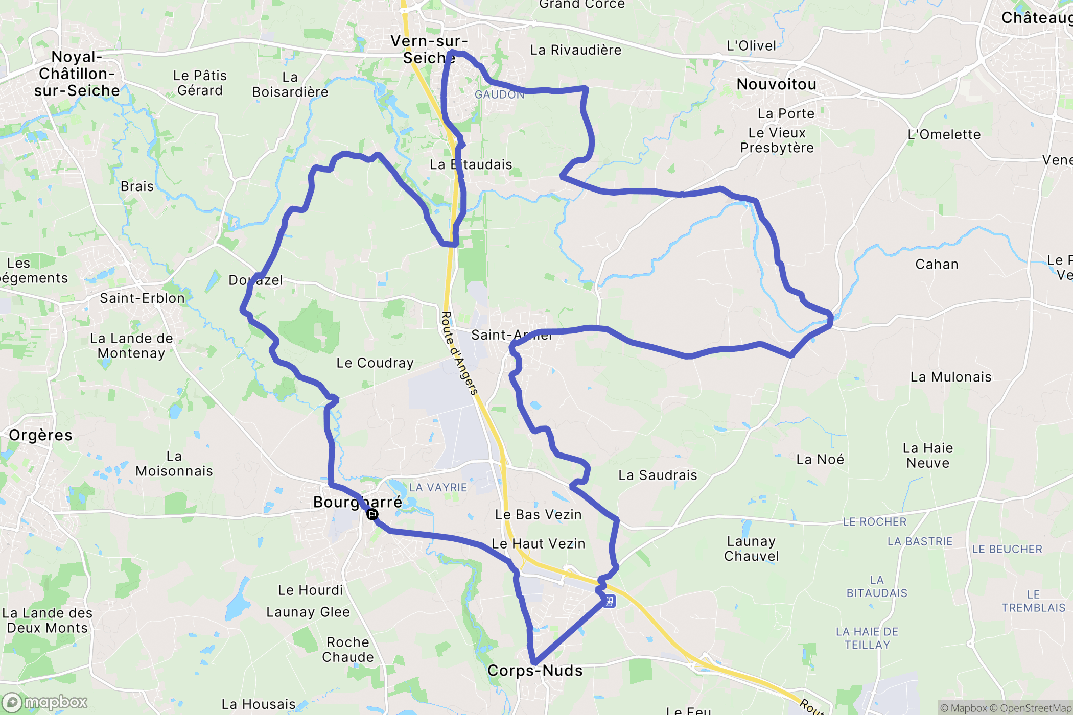 Bourgbarré : carte du parcours de randonnée - France