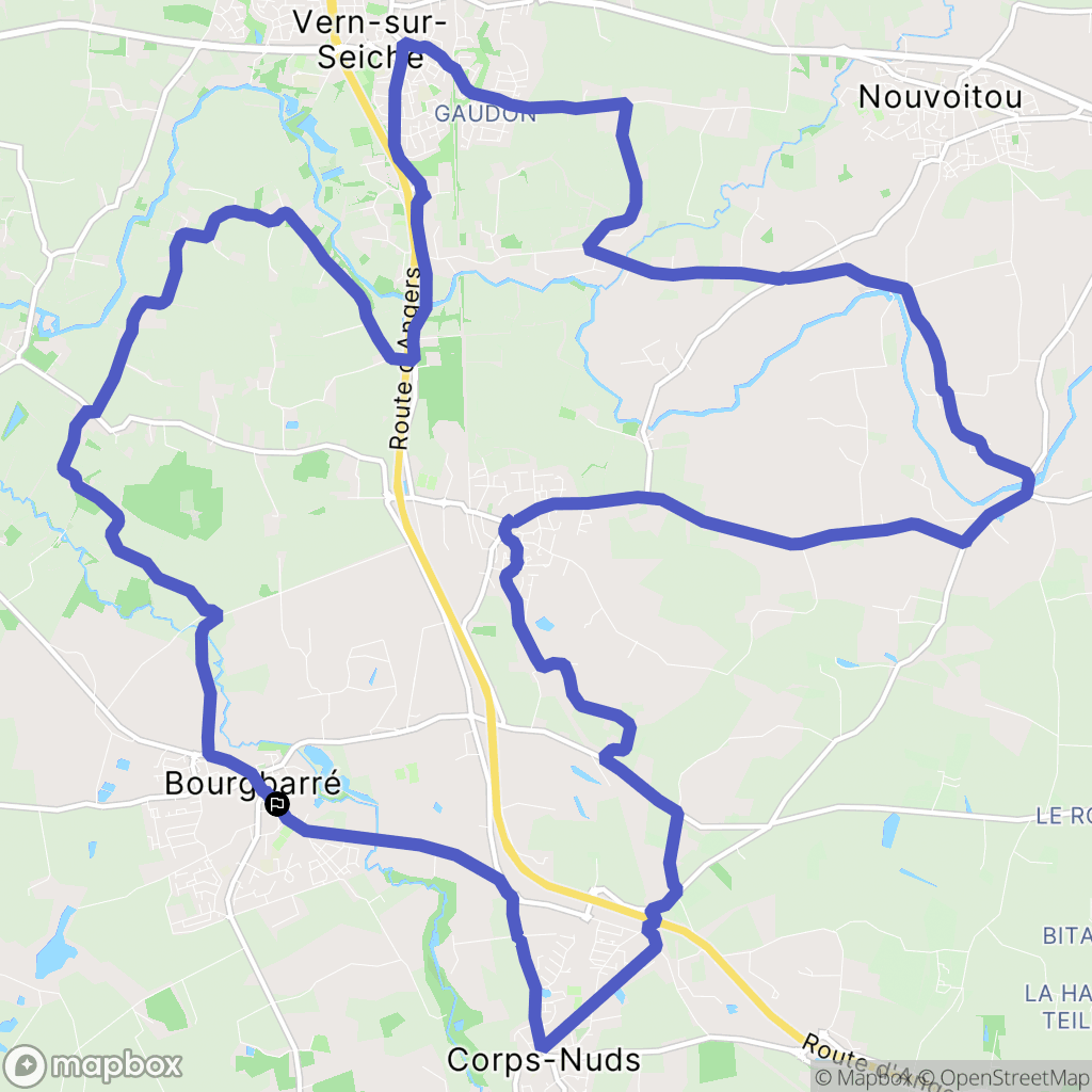 Bourgbarré : carte du parcours de randonnée - France