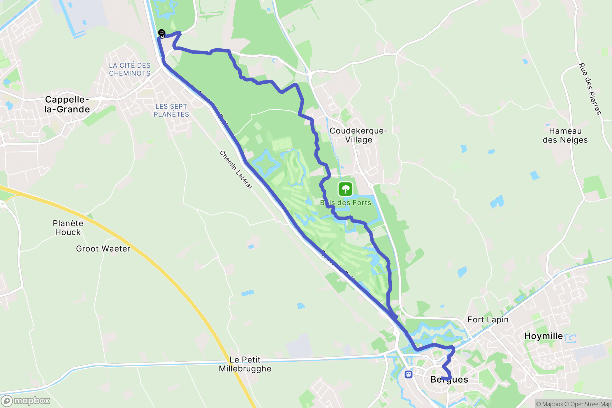 Coudekerque-Village : carte du parcours de randonnée - France