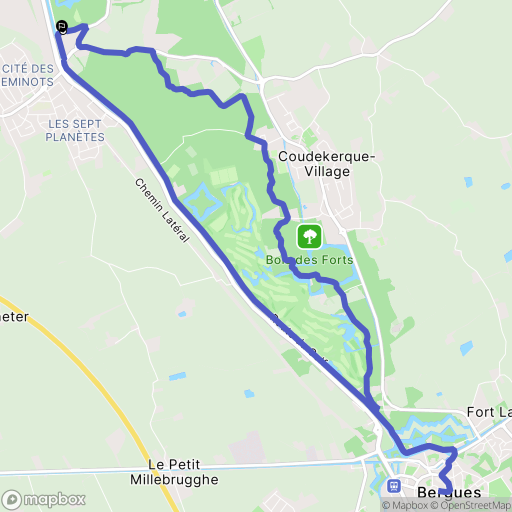 Coudekerque-Village : carte du parcours de randonnée - France