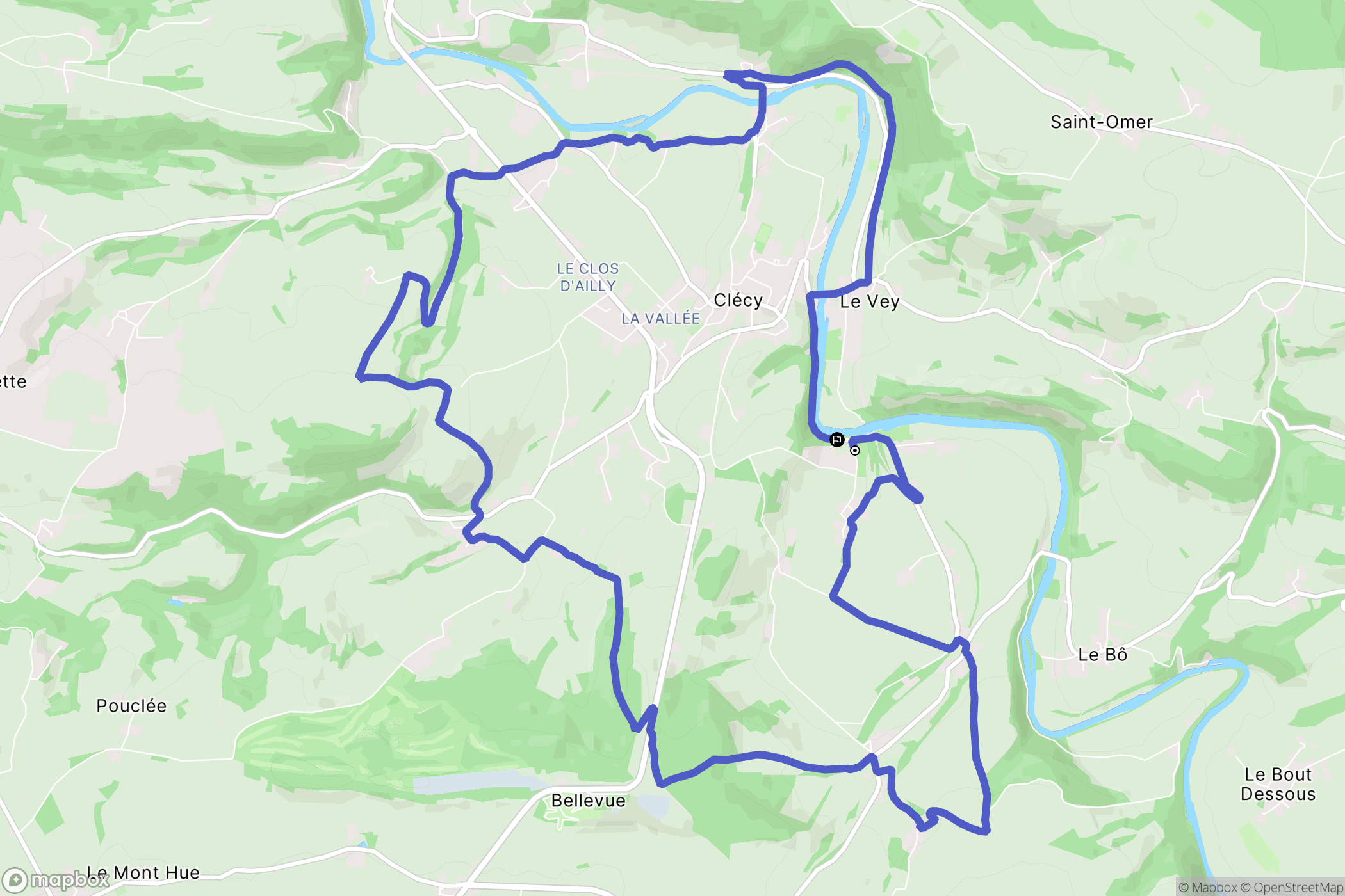 Clécy : carte du parcours de randonnée - France