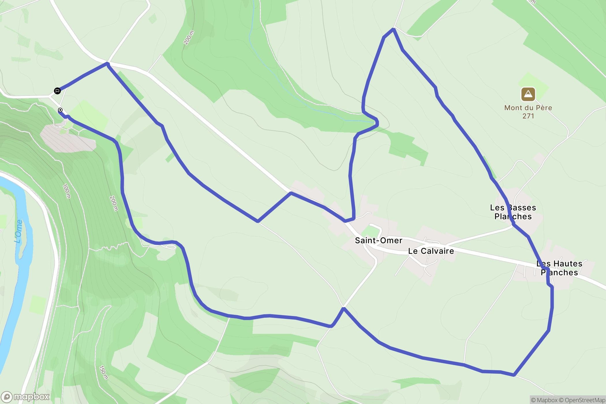 Saint-Omer : carte du parcours de randonnée - France