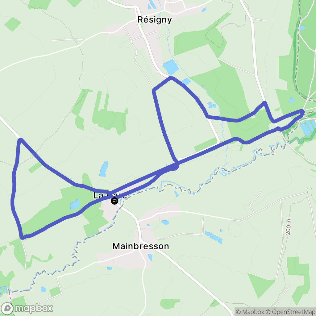 Résigny : carte du parcours de randonnée - France