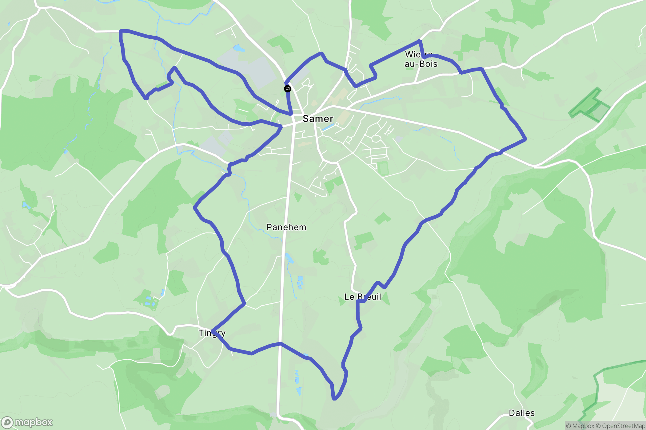 Samer : carte du parcours de randonnée - France