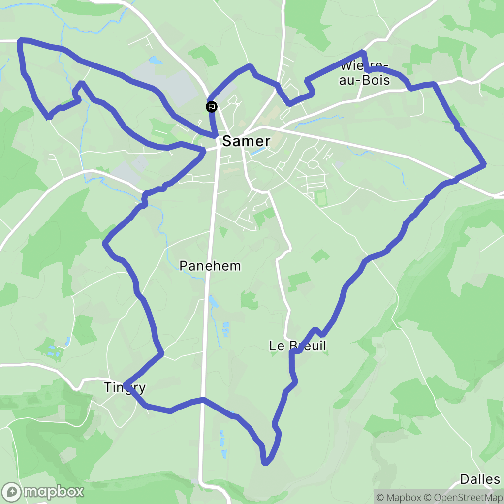 Samer : carte du parcours de randonnée - France