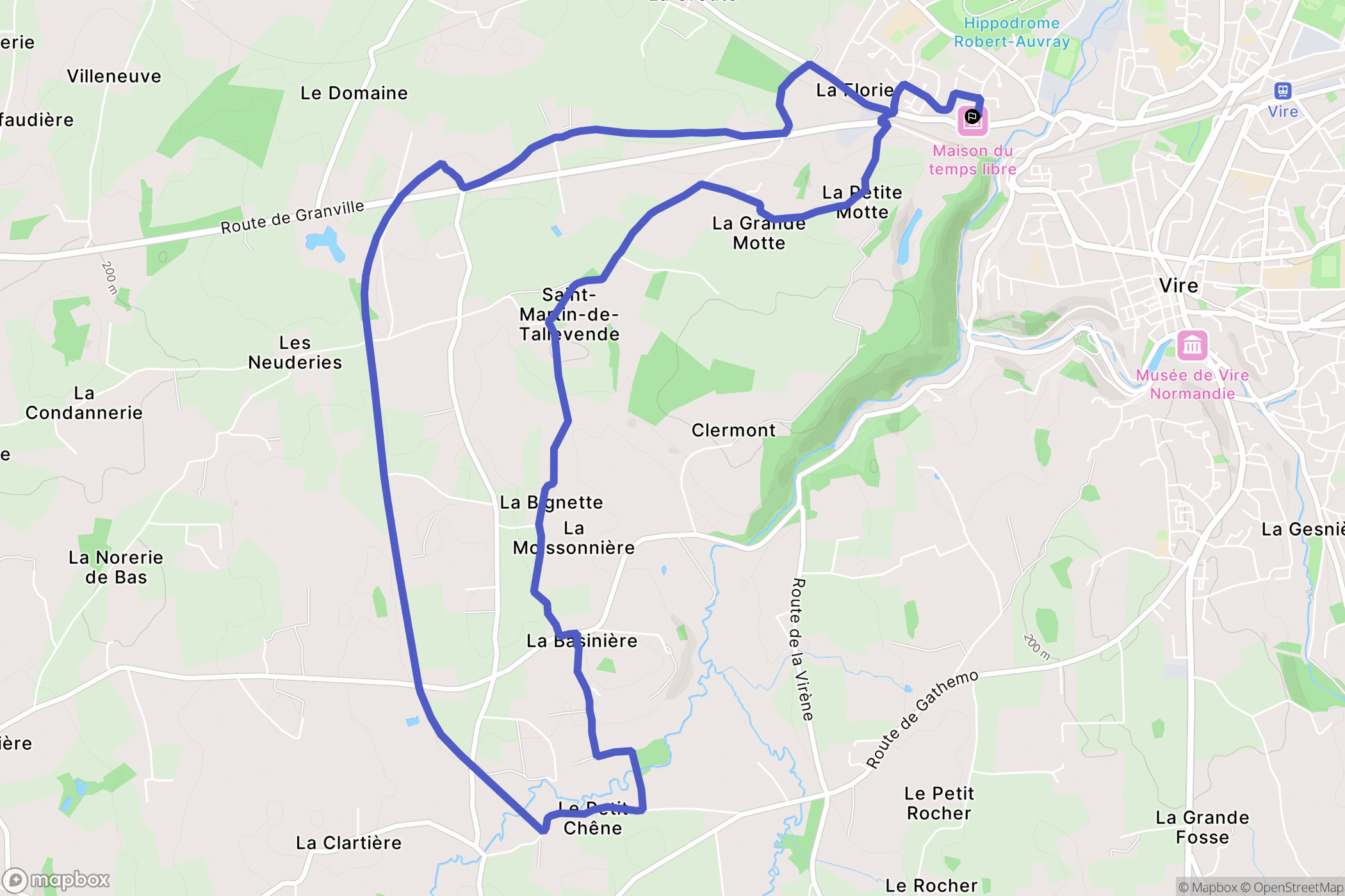 Vire : carte du parcours de randonnée - France