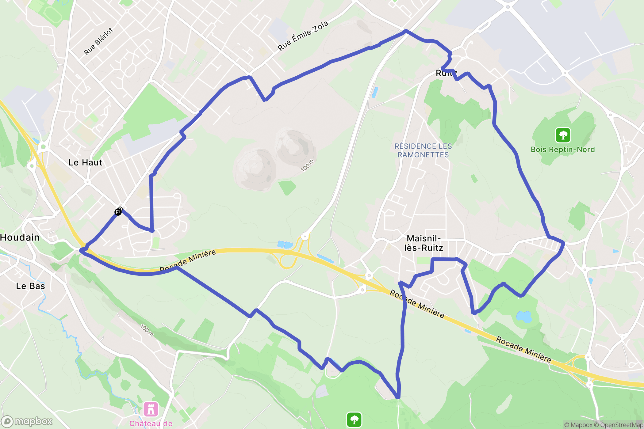 Houdain : carte du parcours de randonnée - France