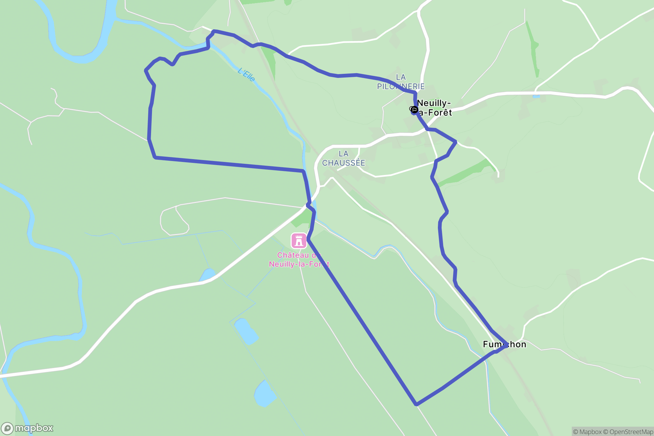 Isigny-sur-Mer (Neuilly-la-Forêt) : carte du parcours de randonnée - France