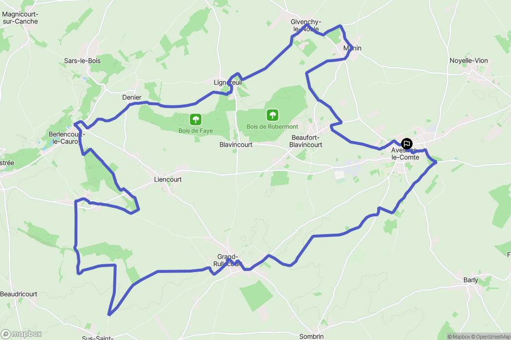 Avesnes-le-Comte : carte du parcours de randonnée - France