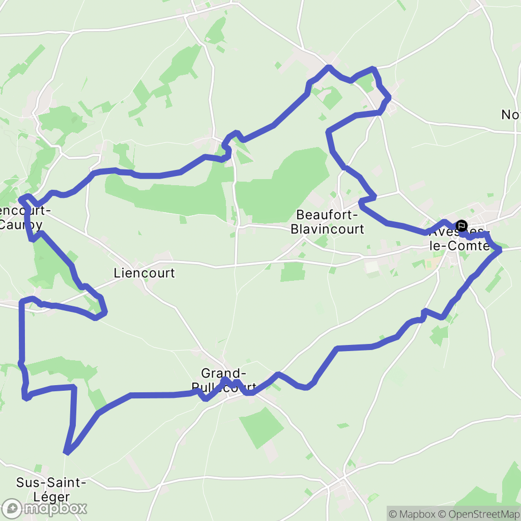 Avesnes-le-Comte : carte du parcours de randonnée - France