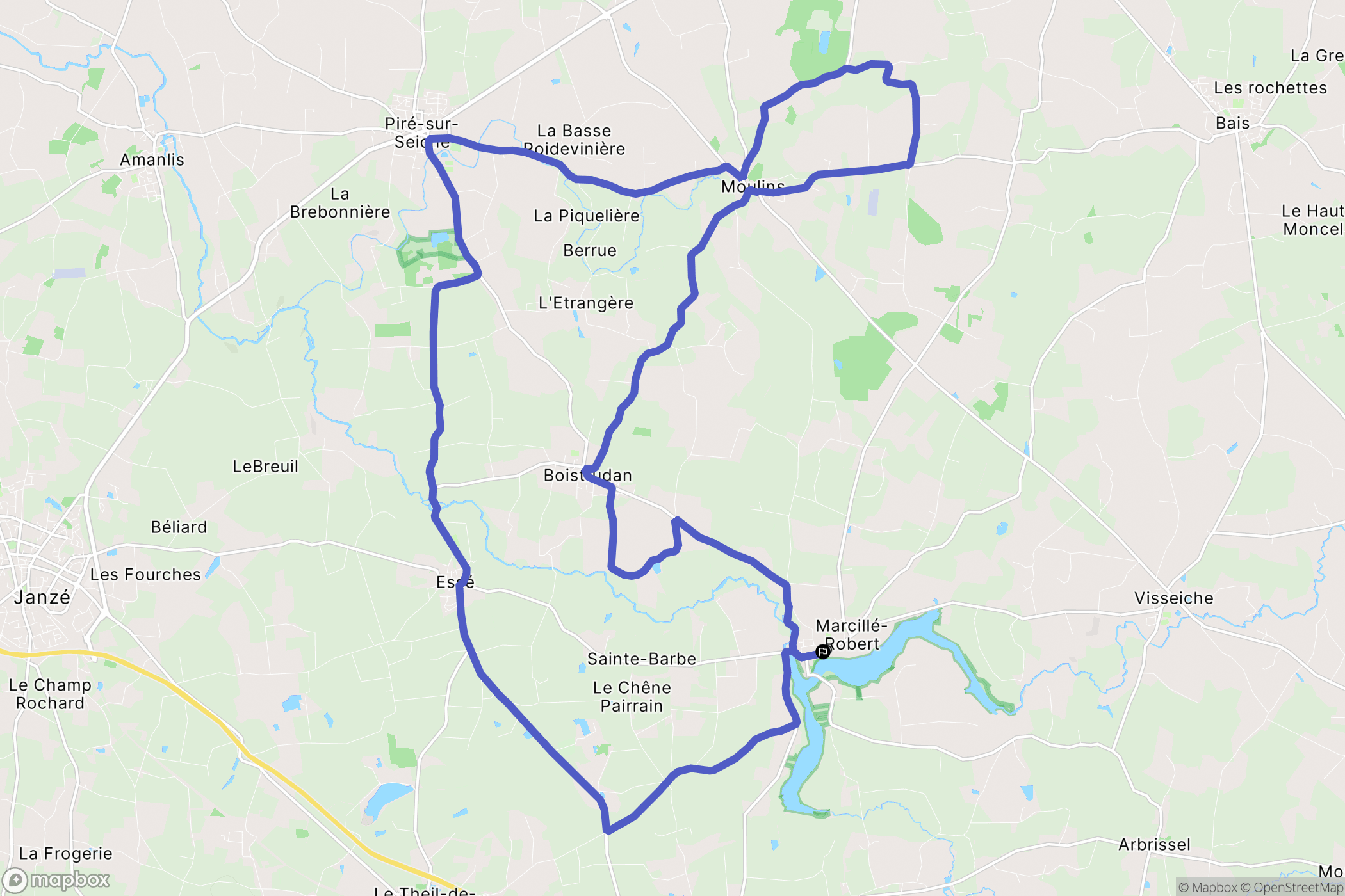 Marcillé-Robert : carte du parcours de randonnée - France