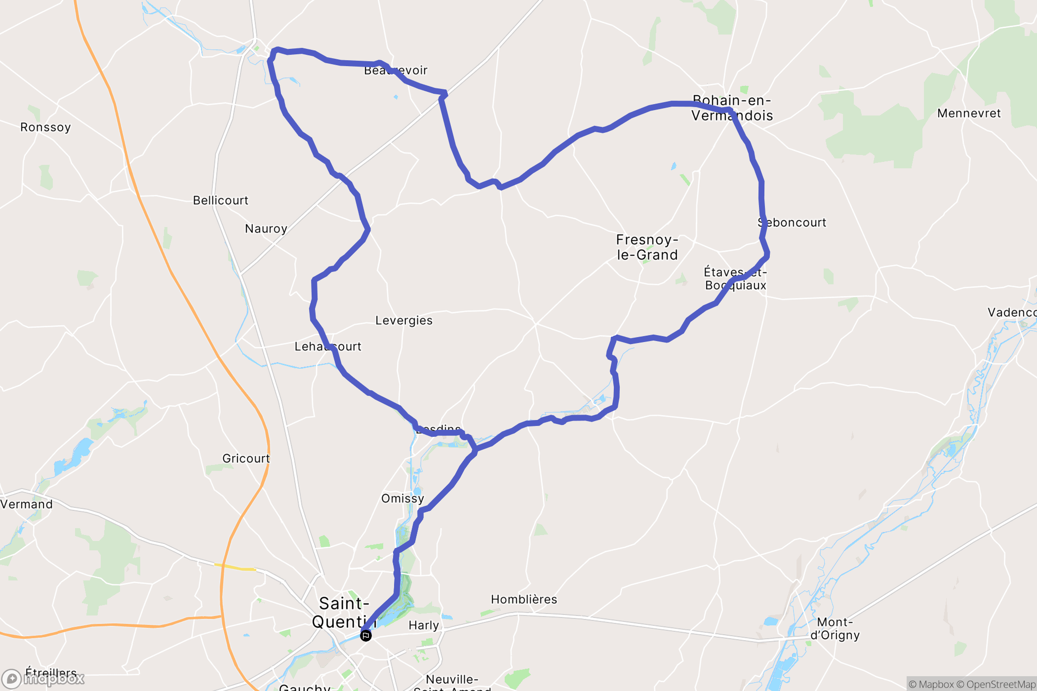 Saint-Quentin : carte du parcours de randonnée - France