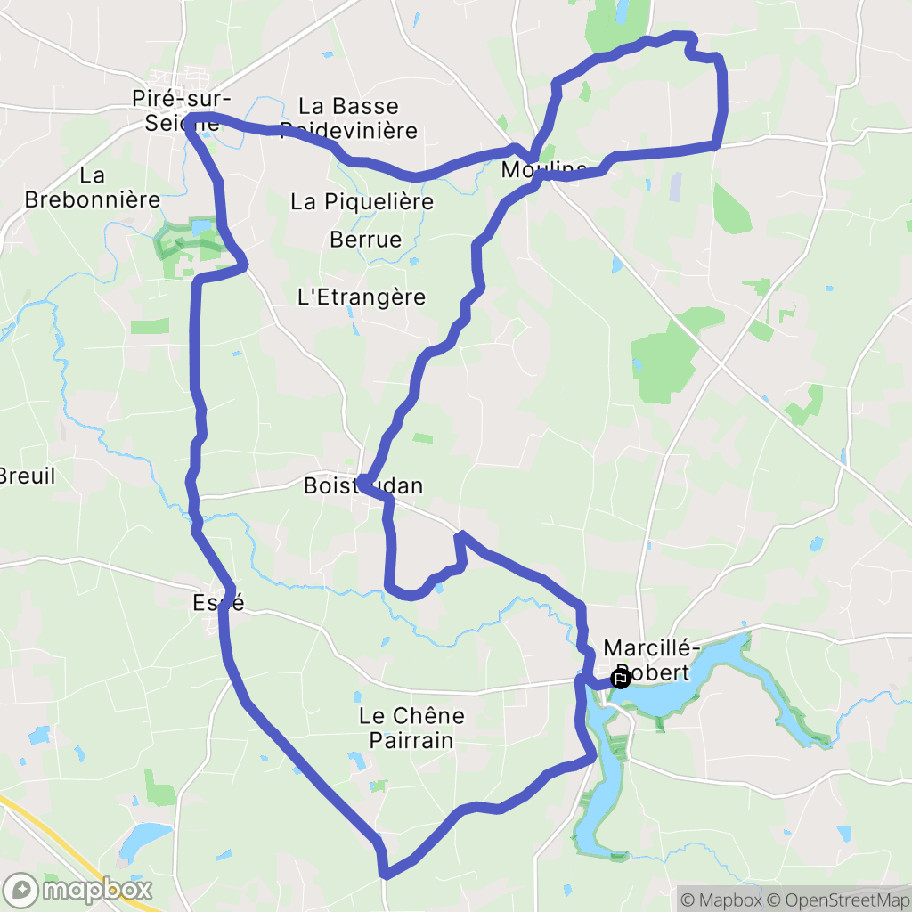 Marcillé-Robert : carte du parcours de randonnée - France