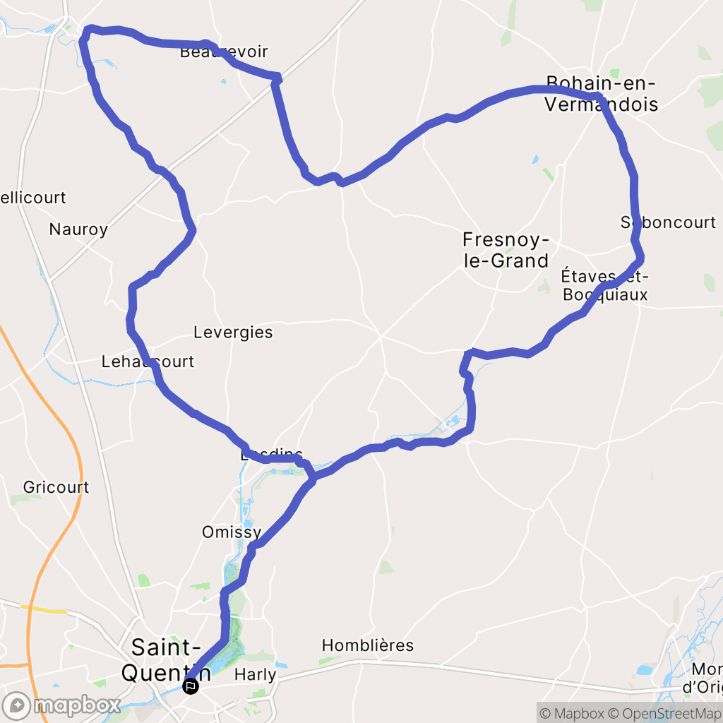 Saint-Quentin : carte du parcours de randonnée - France