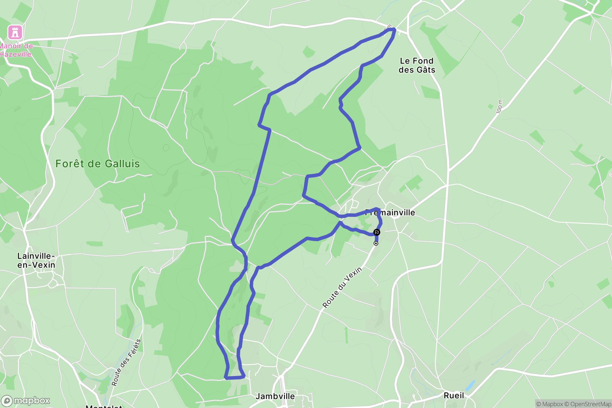 Frémainville : carte du parcours de randonnée - France
