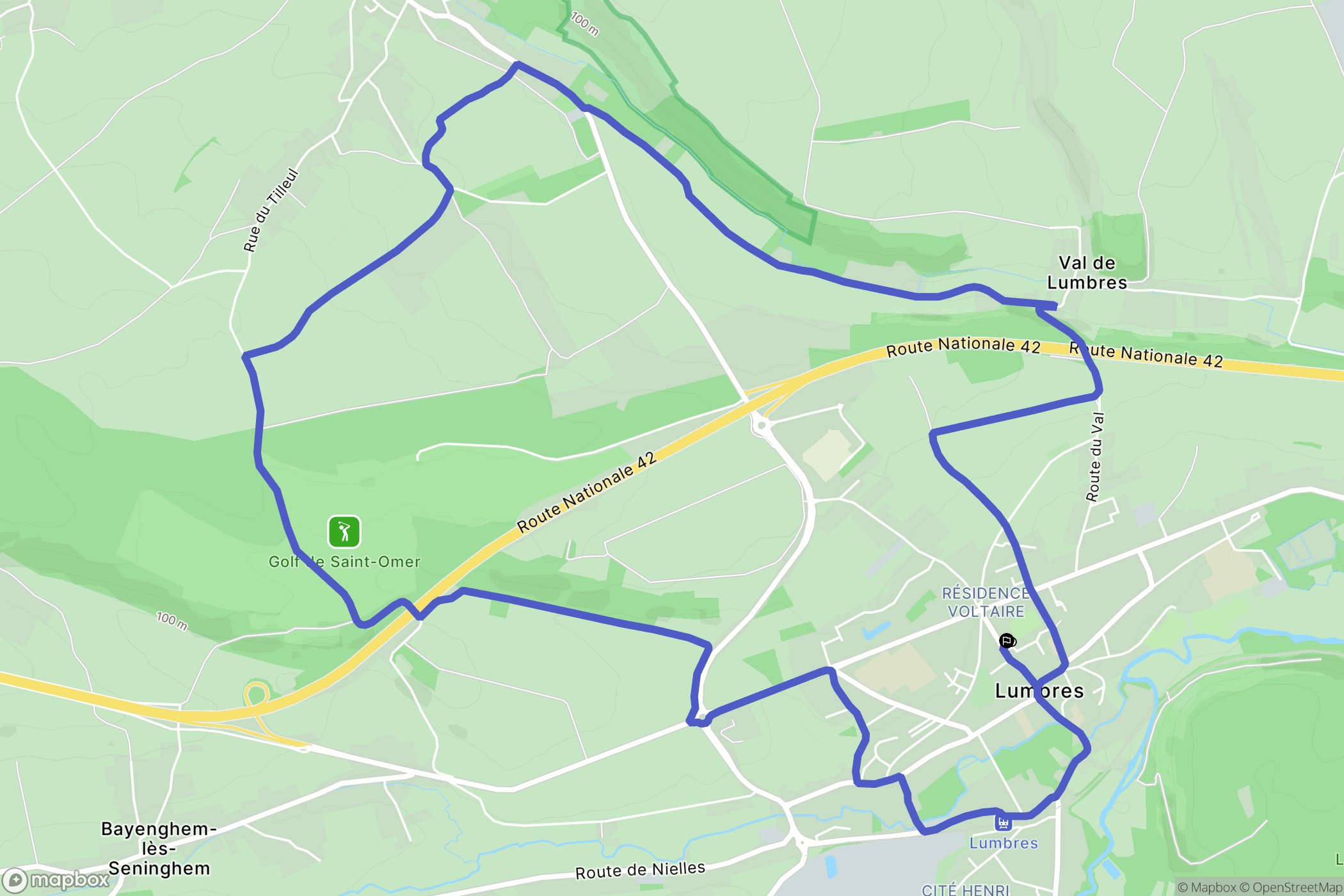 Lumbres : carte du parcours de randonnée - France