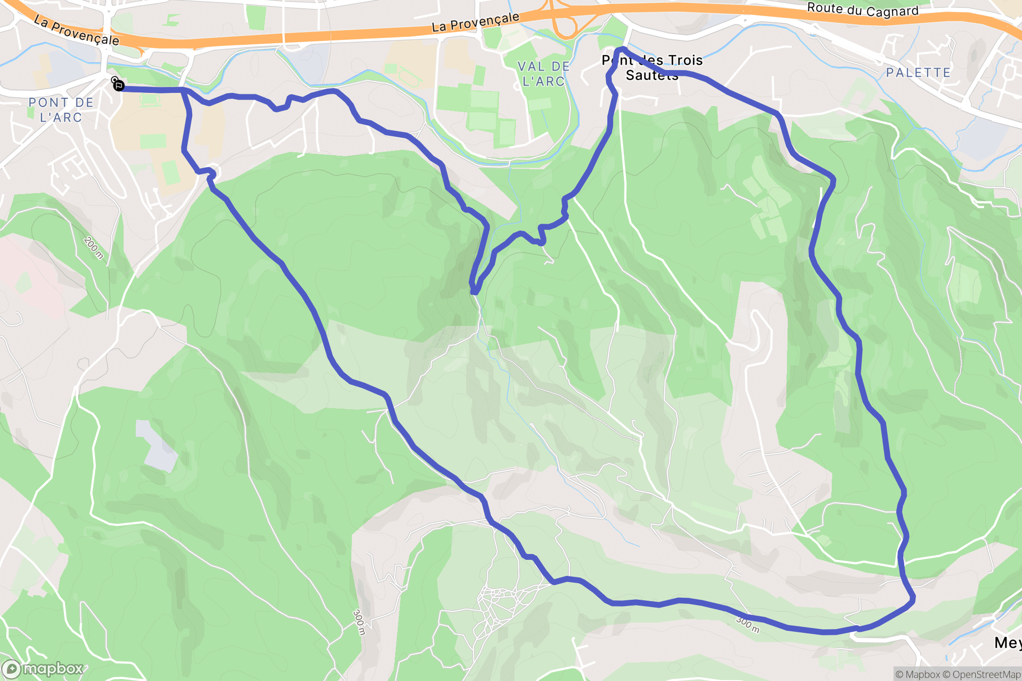 Aix-en-Provence : carte du parcours de randonnée - France