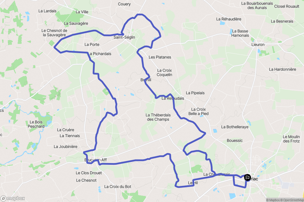 Pipriac : carte du parcours de randonnée - France