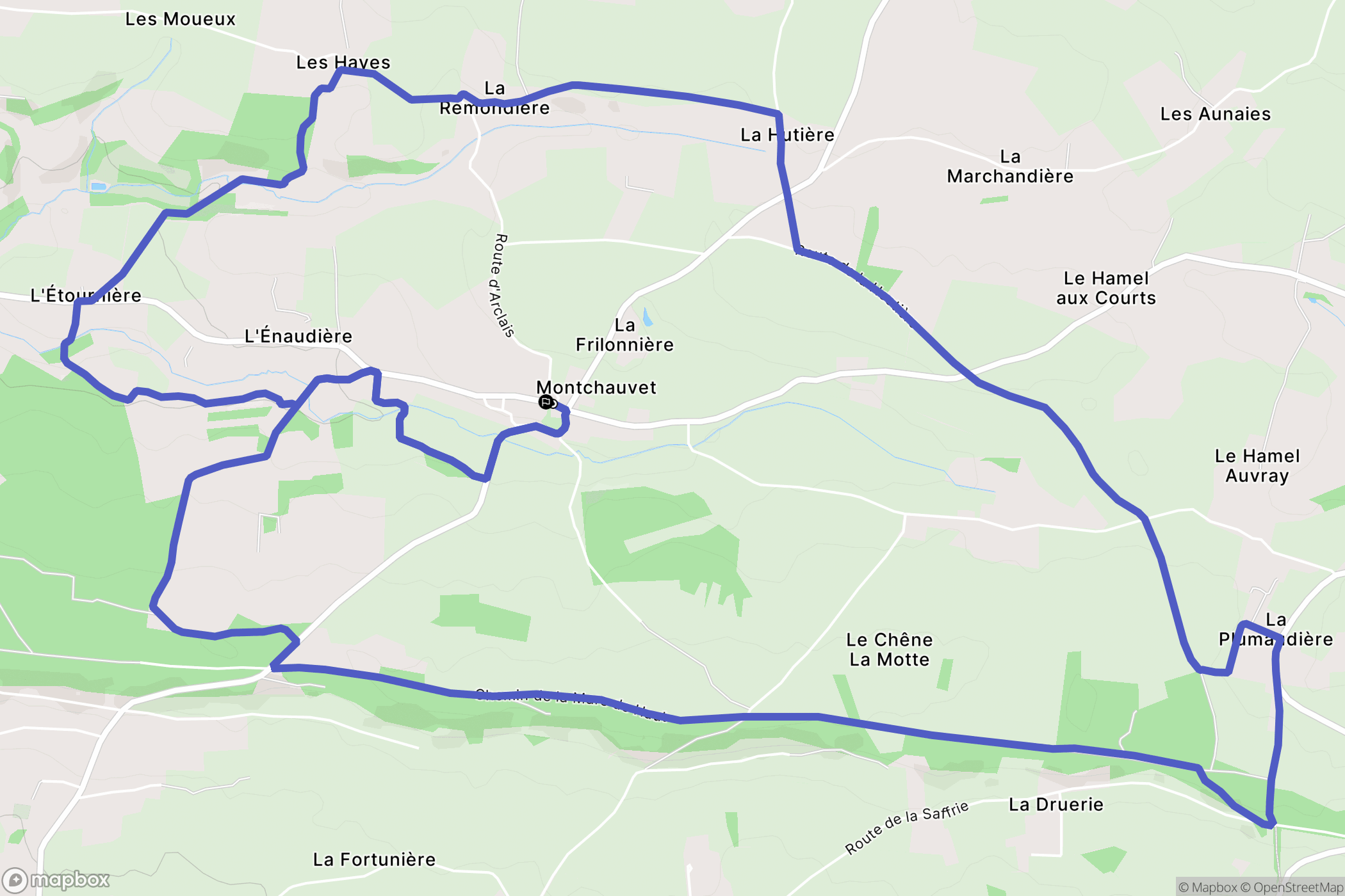 Souleuvre en Bocage (Montchauvet) : carte du parcours de randonnée - France