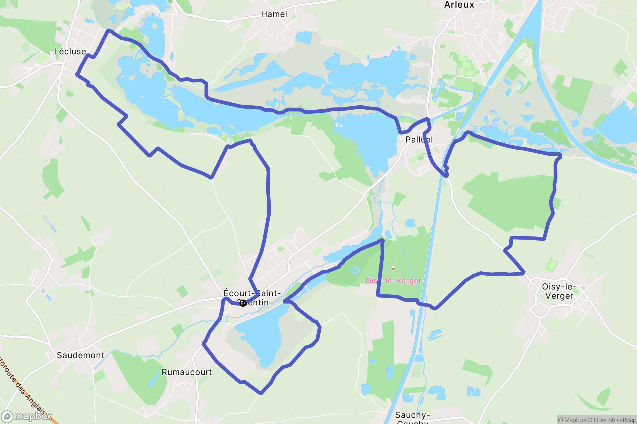 Ecourt-Saint-Quentin : carte du parcours de randonnée - France