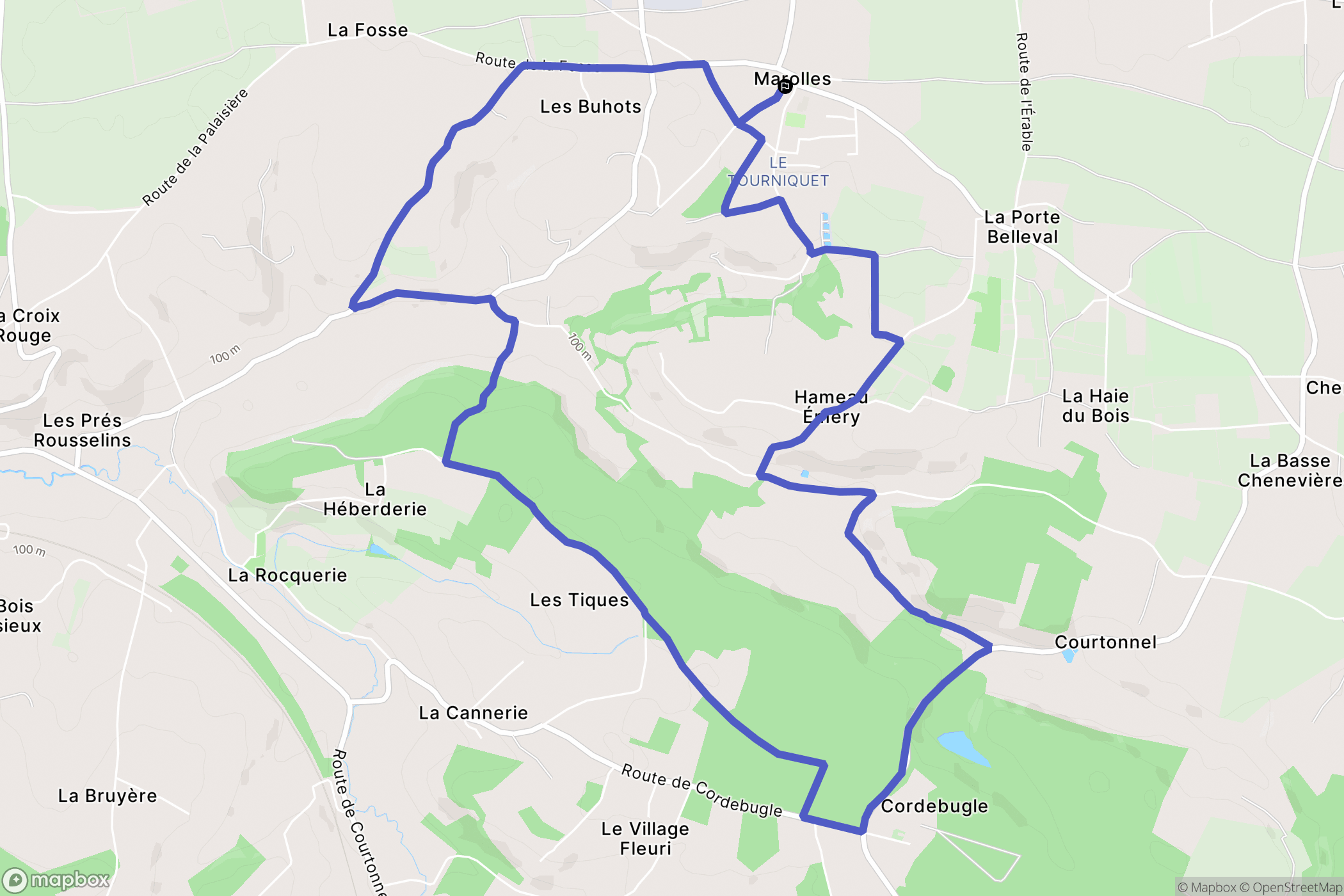 Marolles : carte du parcours de randonnée - France