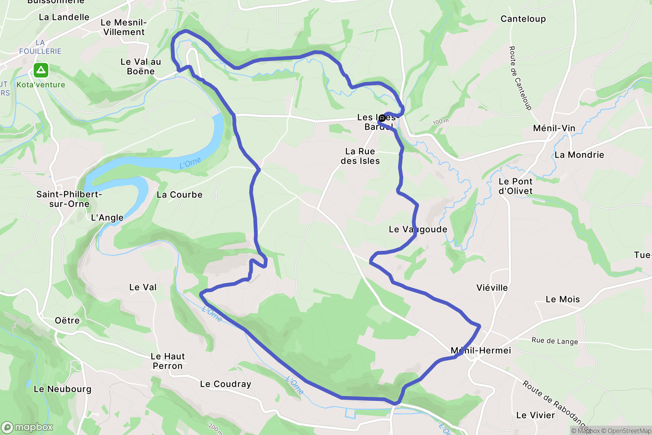 Saint-Philbert-sur-Orne : carte du parcours de randonnée - France
