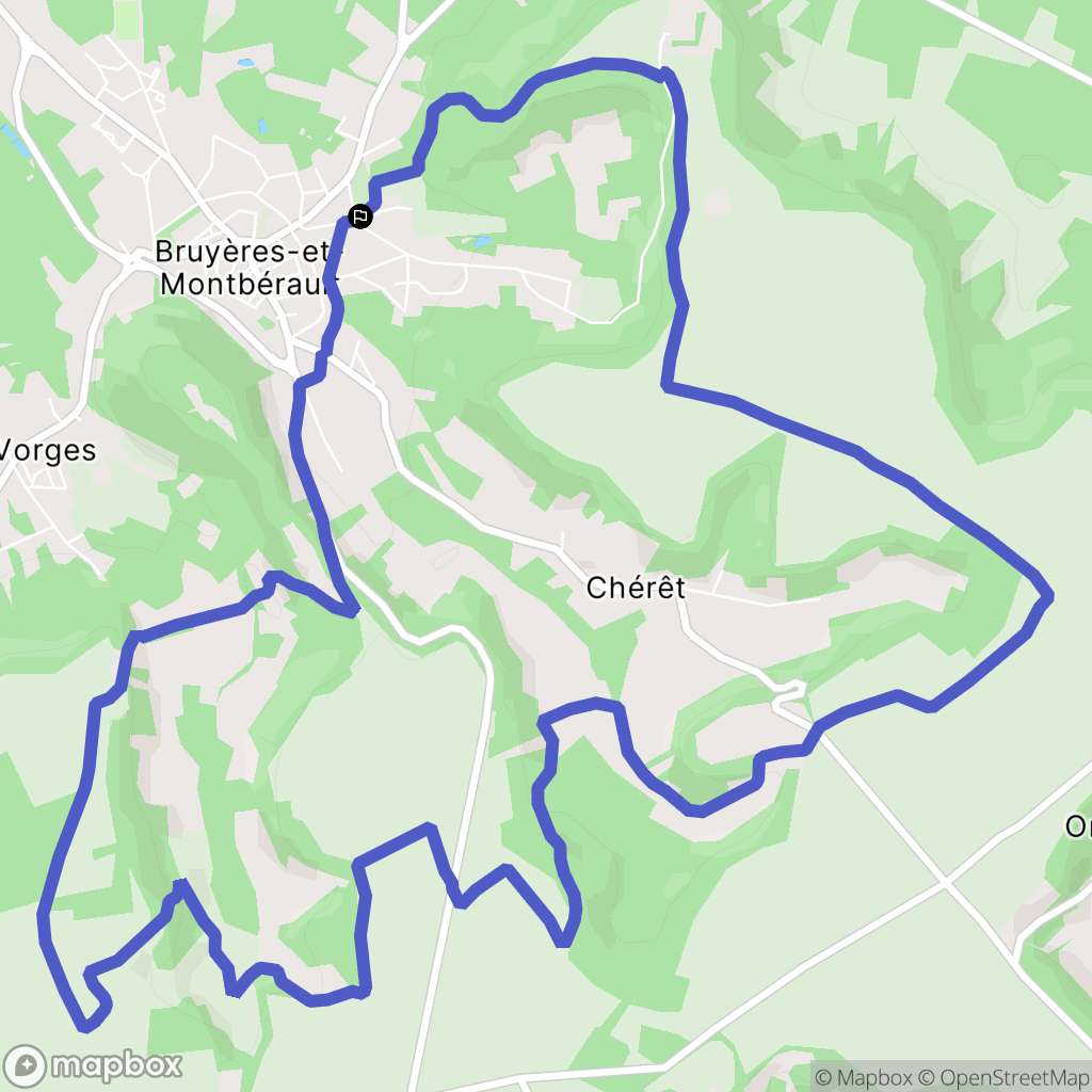 Bruyères-et-Montbérault : carte du parcours de randonnée - France