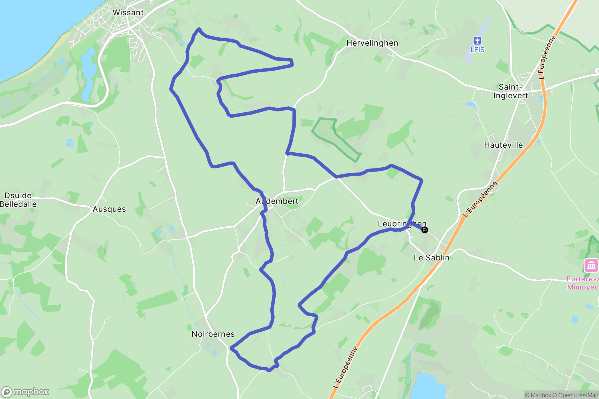 Leubringhen : carte du parcours de randonnée - France
