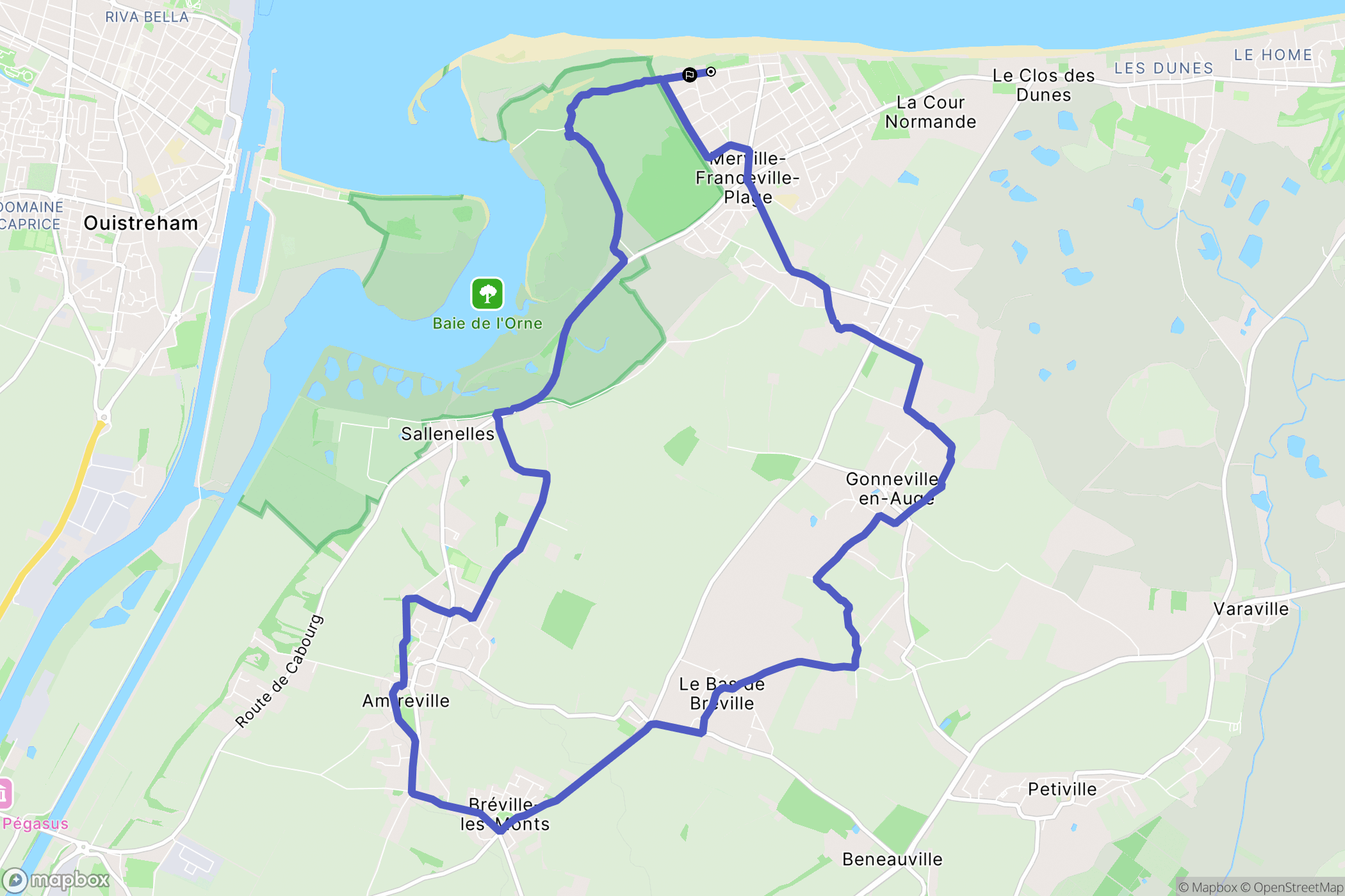 Merville-Franceville-Plage : carte du parcours de randonnée - France