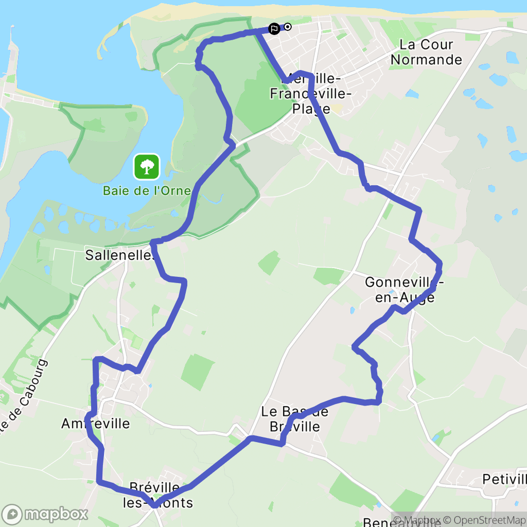 Merville-Franceville-Plage : carte du parcours de randonnée - France
