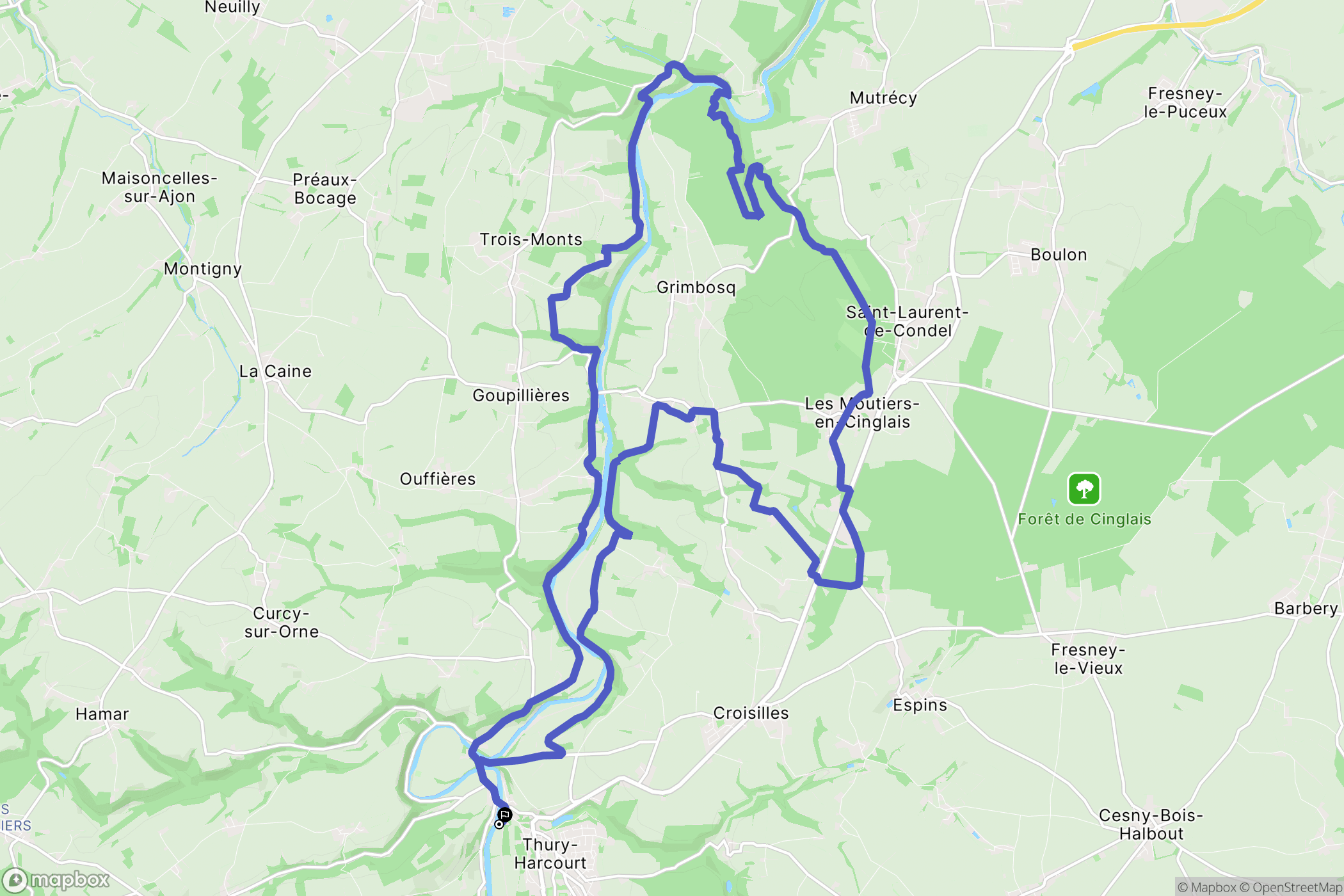 Thury-Harcourt : carte du parcours de randonnée - France