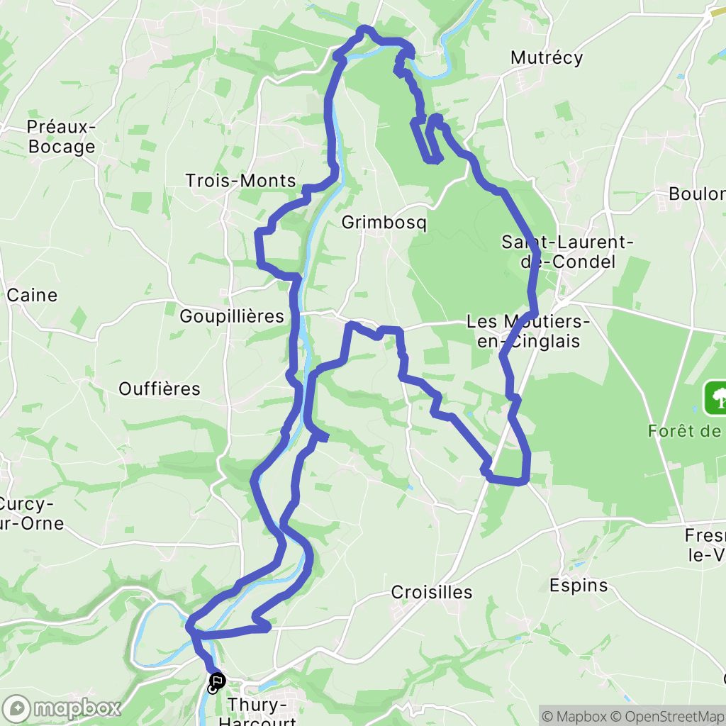 Thury-Harcourt : carte du parcours de randonnée - France