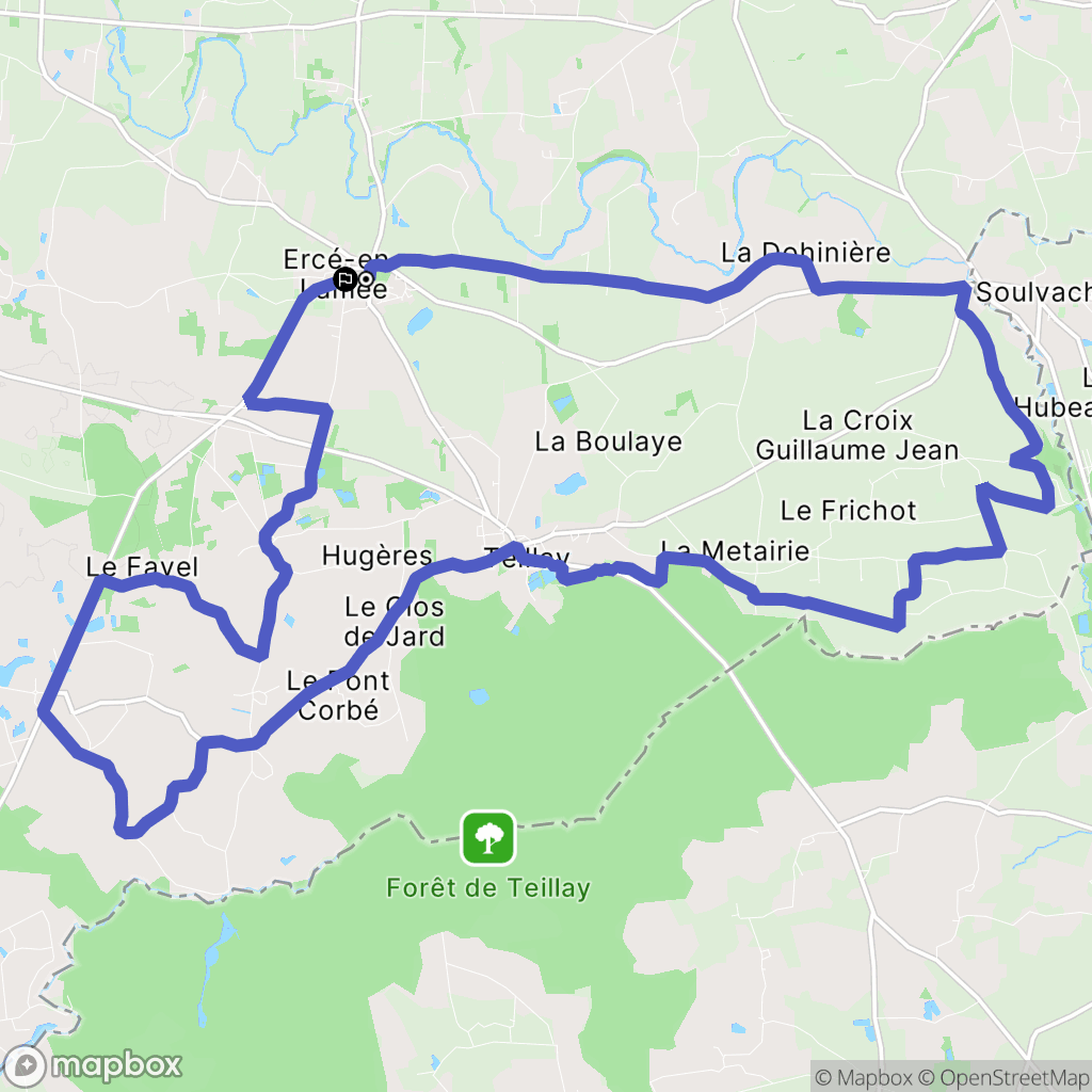 Ercé-en-Lamée : carte du parcours de randonnée - France