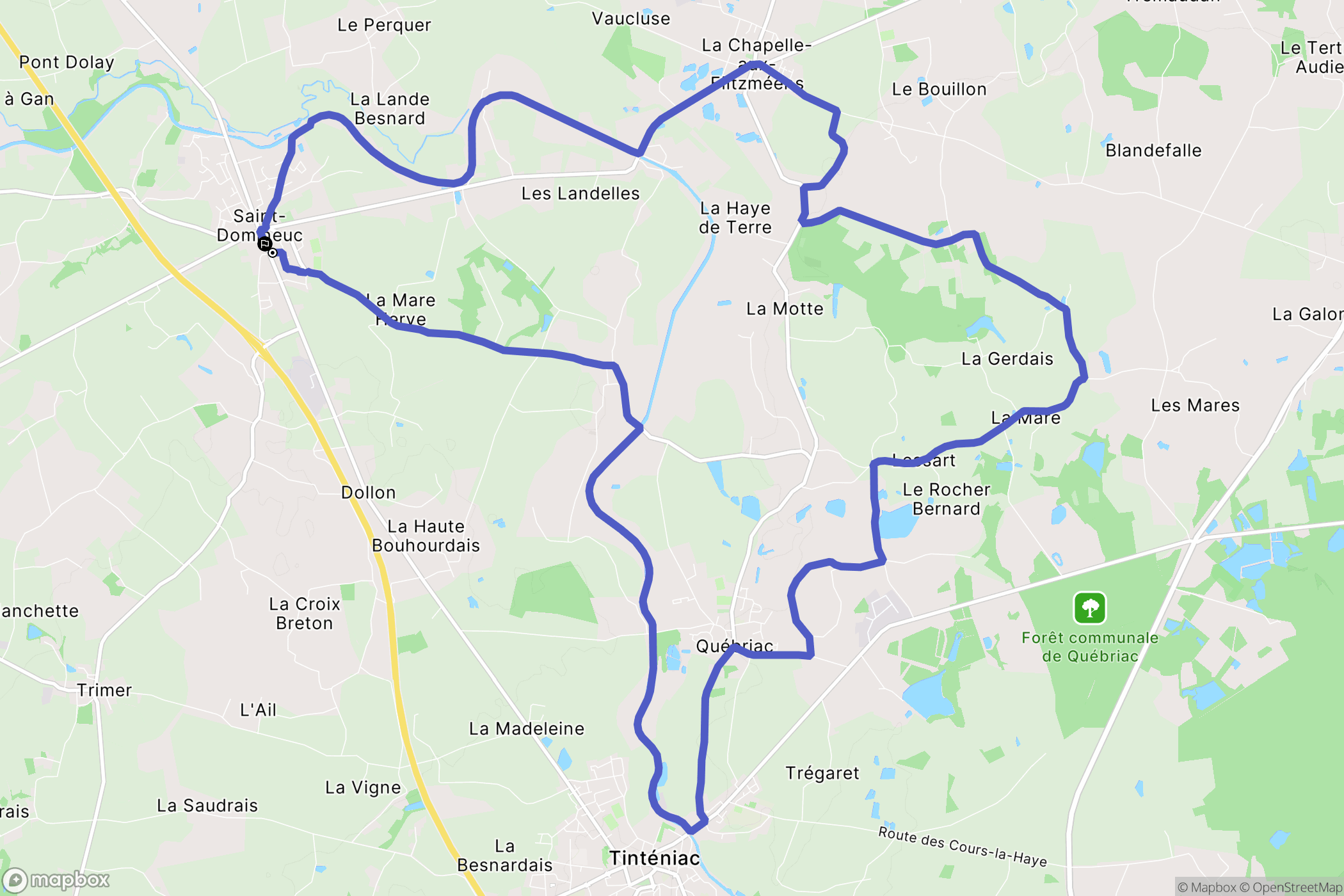 Saint-Domineuc : carte du parcours de randonnée - France