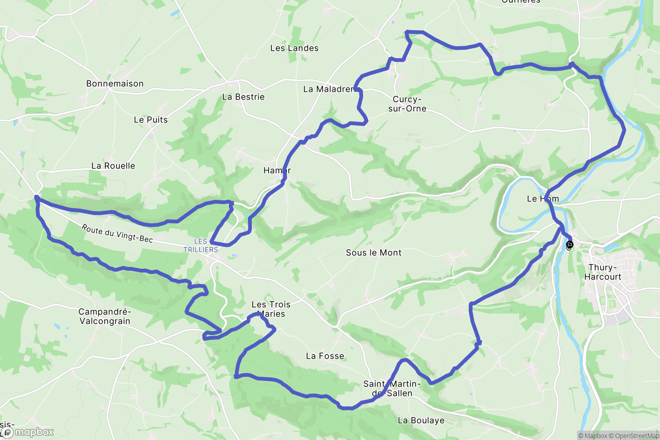 Thury Harcourt : carte du parcours de randonnée - France