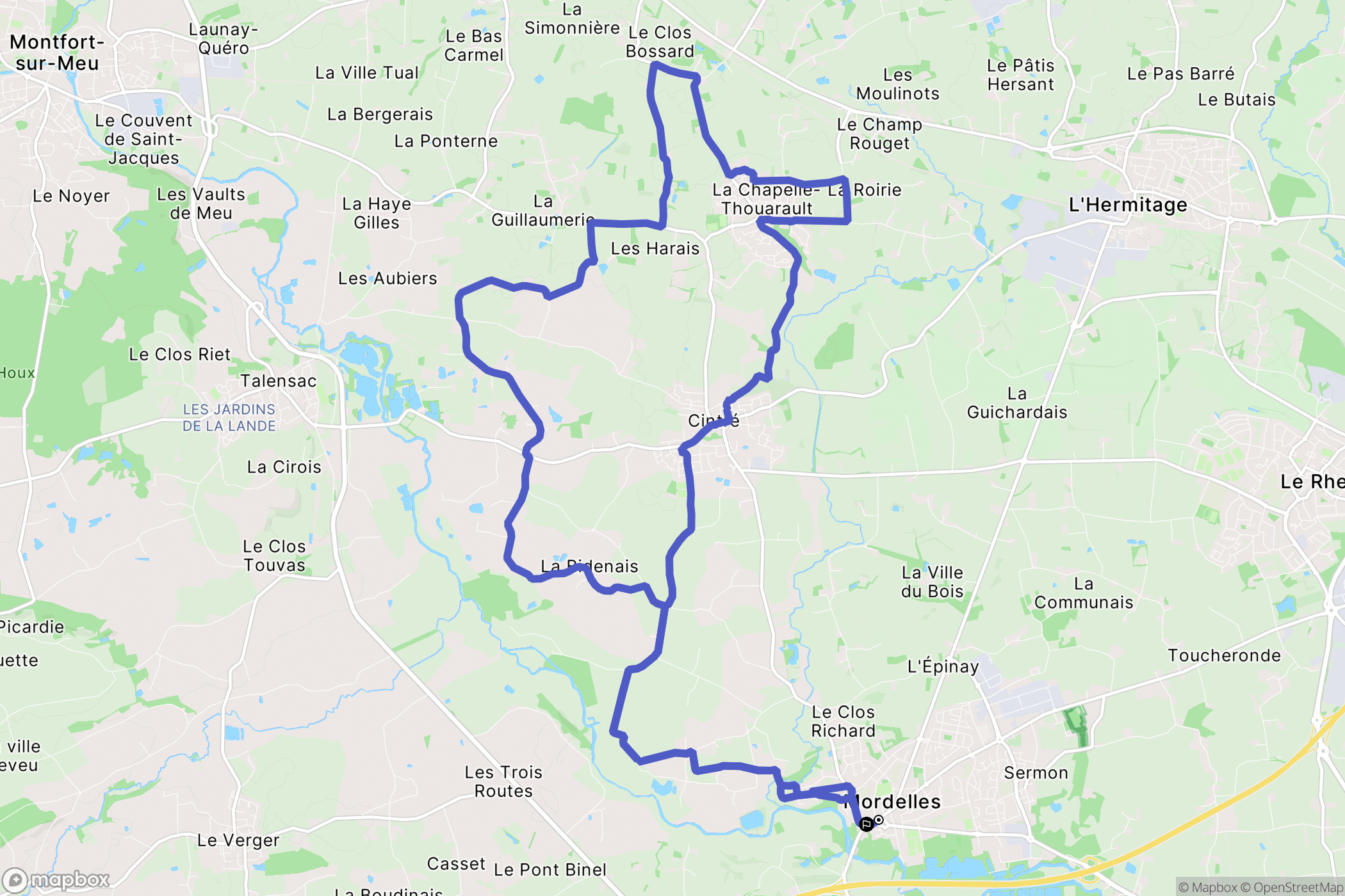 Mordelles : carte du parcours de randonnée - France