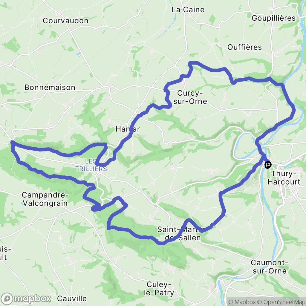 Thury Harcourt : carte du parcours de randonnée - France